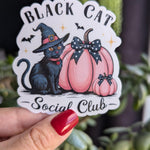 Black cat social club, Halloween stickers for kindle, black cat lover, cat gifts for cat lovers, spooky season stickers for her, witchy gift