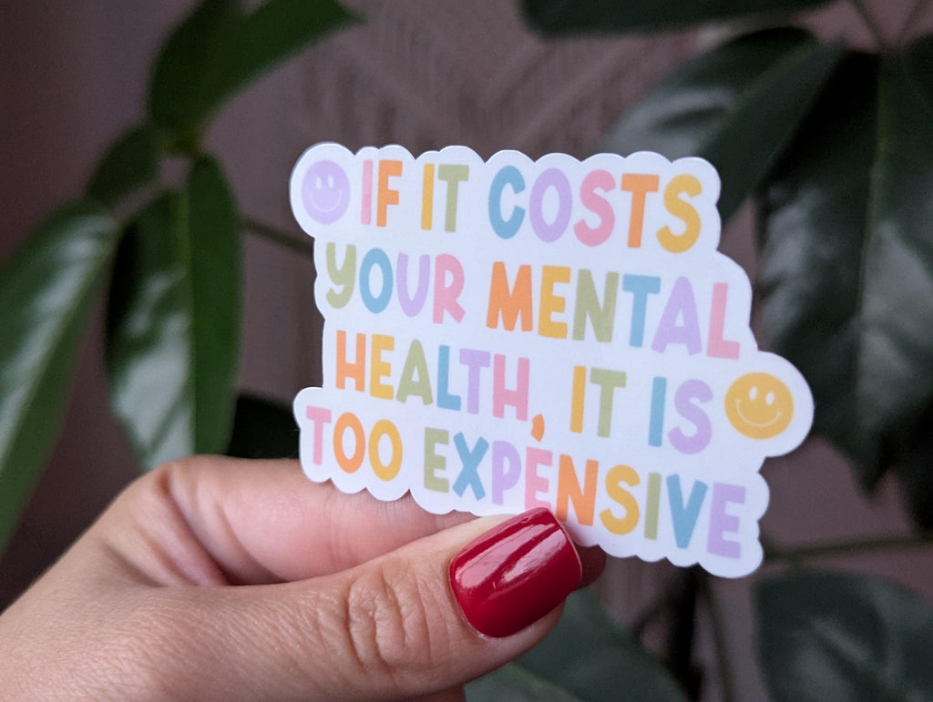 Self care sticker for hydroflask mental health, positive vibes stickers for water bottle, motivational gifts for coworkers, book lovers gift