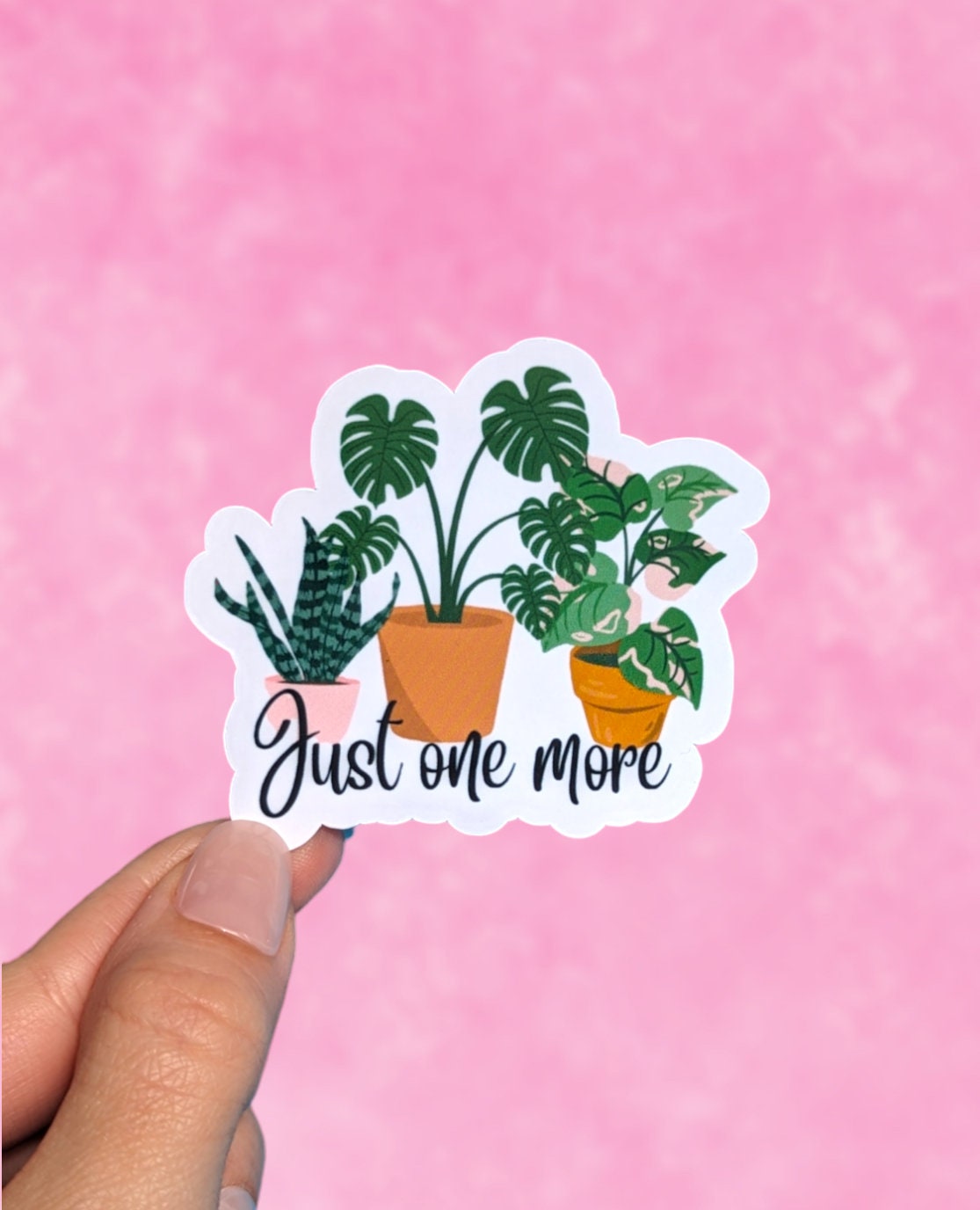 Just one more, plant stickers for water bottles, funny stickers for phone case, tumbler accessories, monstera sticker, plant lover gift