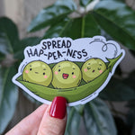 Spread happiness sticker, positivity stickers for laptop, pea sticker for water bottle, cute gift for friend, mental health stickers