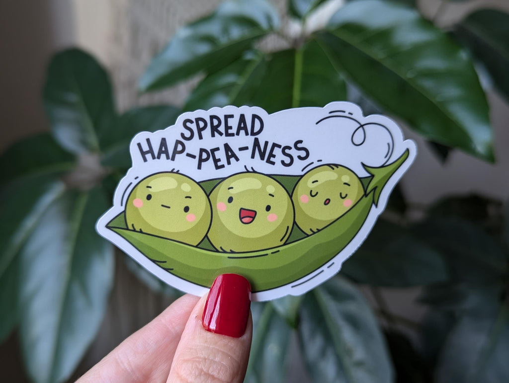 Spread happiness sticker, positivity stickers for laptop, pea sticker for water bottle, cute gift for friend, mental health stickers