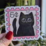 Cute Black Cat Stamp Vinyl Sticker