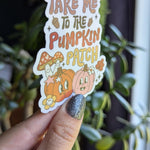 Take me to the pumpkin patch, autumn gifts for fall lovers, pumpkin patch sticker for laptop, Halloween sticker for water bottle, fall vibes