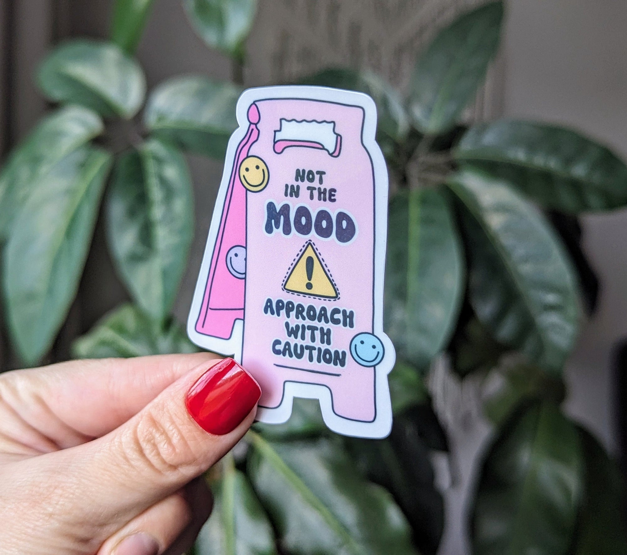 Not in the mood approach with caution, moody stickers for water bottle, sassy gifts for women, snarky stickers for girls, wet floor sign