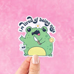 Angry frog, cute frog stickers for hydroflask funny, humorous stickers for phone case, kawaii frog stickers for water bottle, cute gift for
