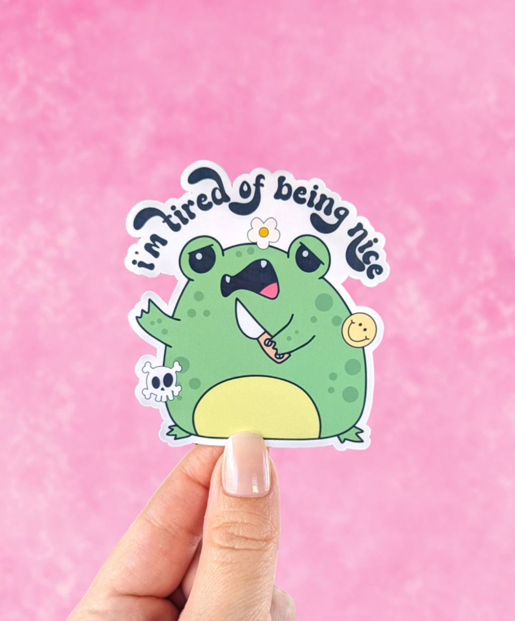 Angry frog, cute frog stickers for hydroflask funny, humorous stickers for phone case, kawaii frog stickers for water bottle, cute gift for