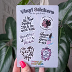 Goth vinyl sticker sheet, spooky alternative aesthetic stickers for laptop, gift for goth friend, black cat, black stickers for water bottle