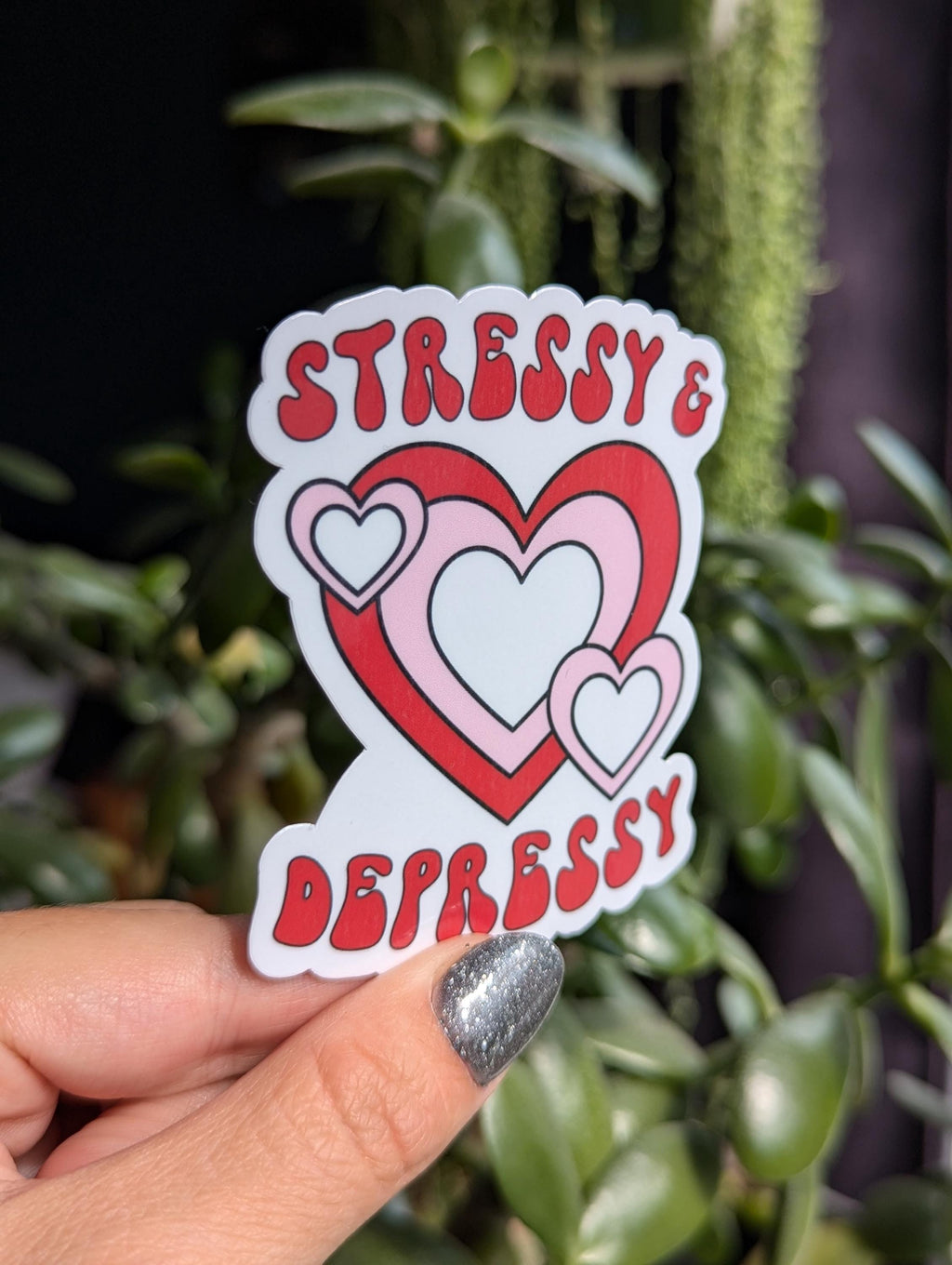 Stressy and depressy sticker, funny mental health stickers for water bottle, dark humor stickers for adults, sarcastic gifts for best friend