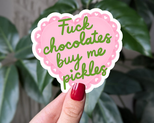 Funny pickle sticker, anti chocolate valentines gift idea, funny gift for pickle lovers, funny Valentines Day sticker, pickle themed gift