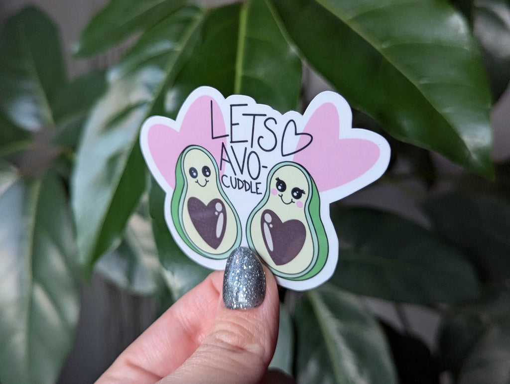 Let's avo-cuddle, cute food stickers for laptop, avacado sticker, couples stickers for water bottle, anniversary gift for girlfriend