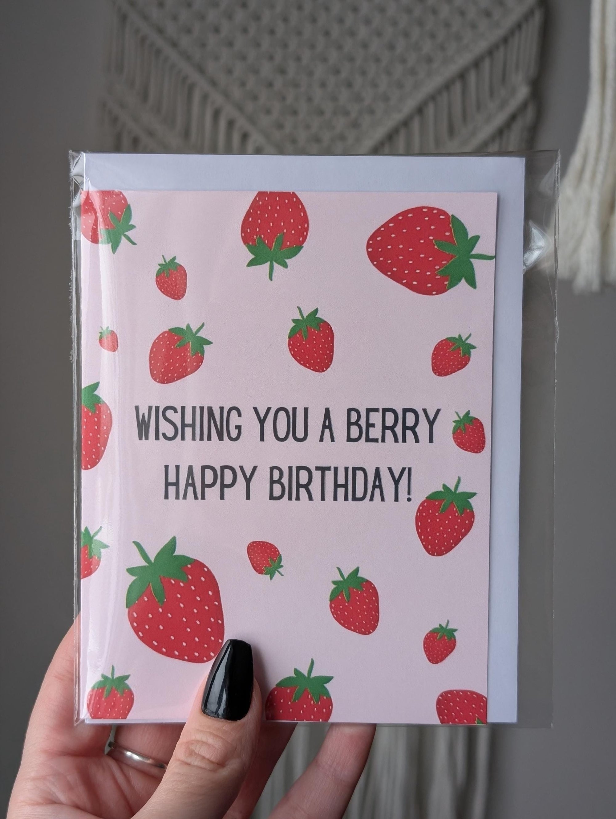 Berry Happy Birthday Card, Cute Strawberry Birthday Card, Pun Birthday Card, Fruit Themed Greeting Card for Friend, Happy Birthday Card