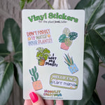 Plant lover vinyl sticker sheet, funny plant stickers for journals, plant parent gift, plant enthusiasts gift, plant stickers for laptop