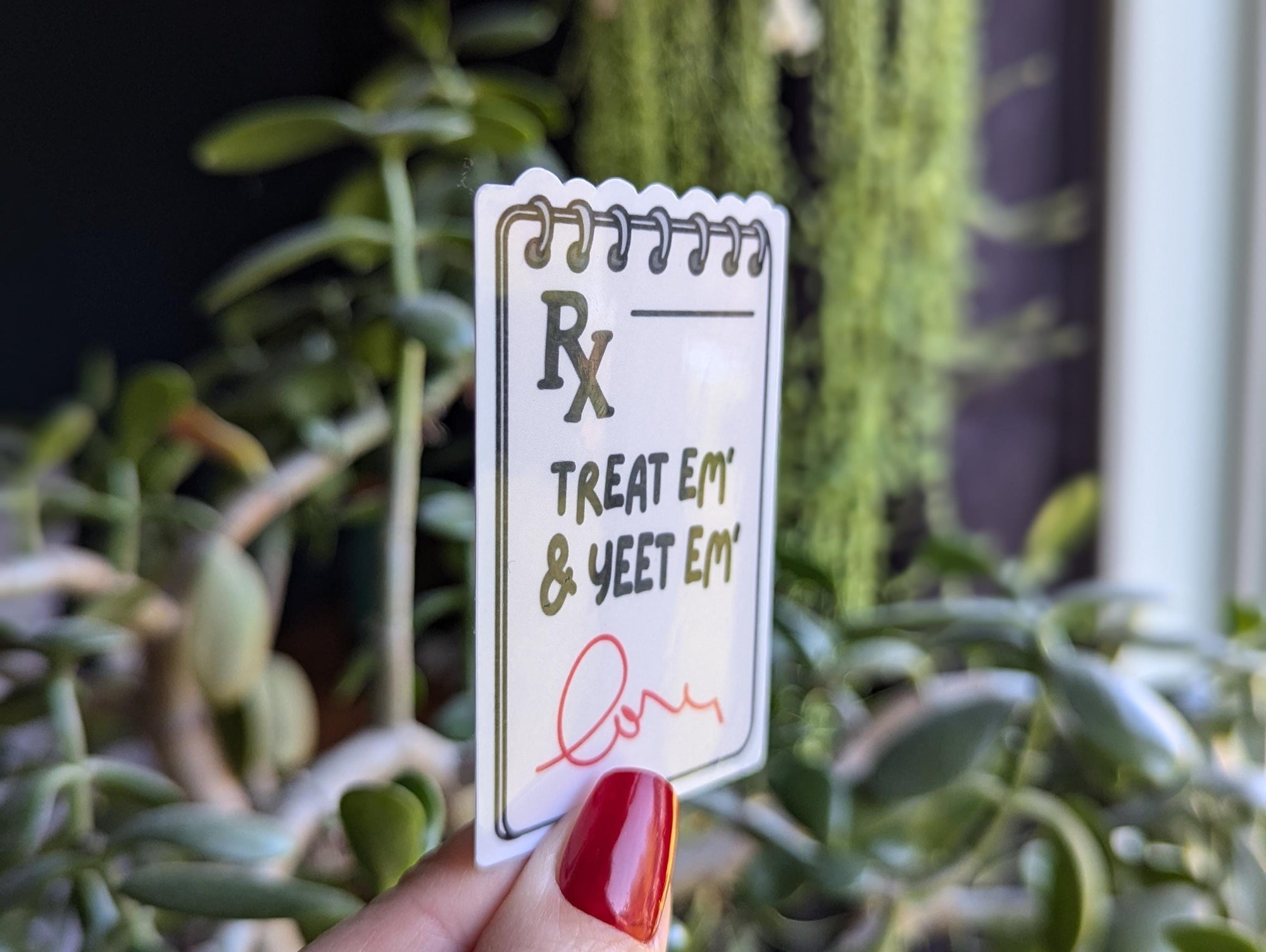 Treat em and yeet em, funny stickers for badge reel, nurse stickers for water bottle, healthcare worker gift for doctor, EMS stickers for