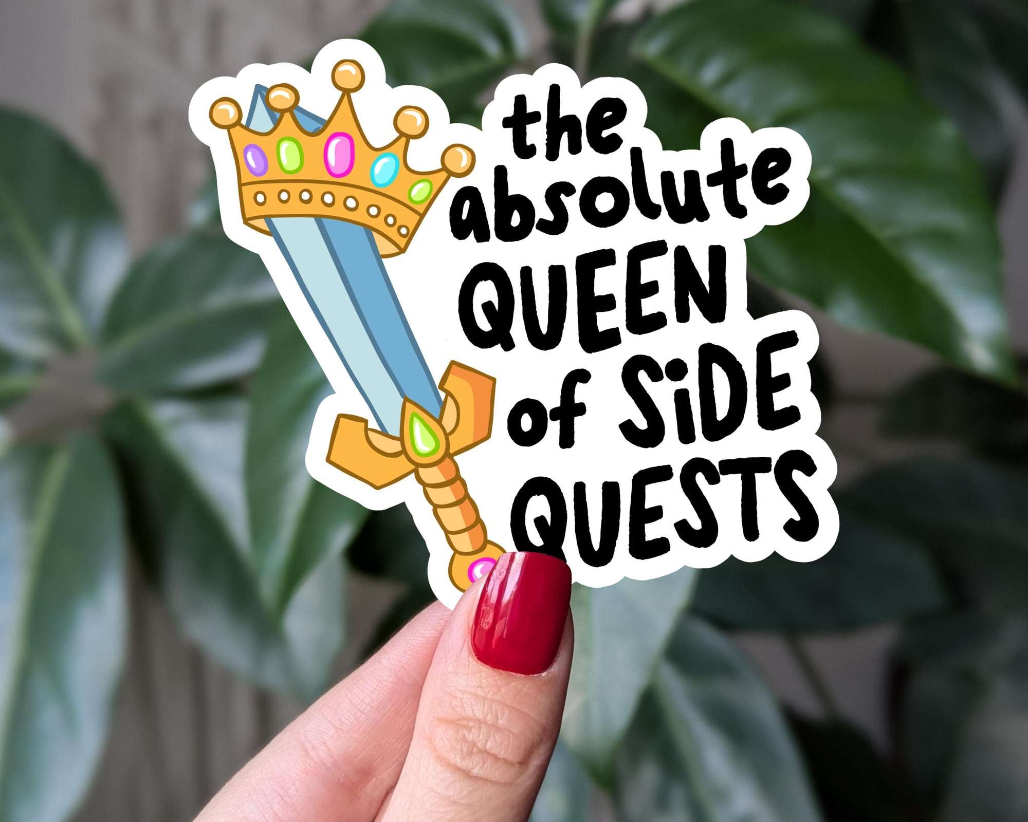 The absolute queen of side quests sticker, ADHD side quest sticker, gamer sticker, side quest vinyl sticker, funny gaming gift