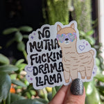 No drama llama sticker, cute llama, introvert stickers for water bottle, humourous stickers for laptop, funny pun stickers, animal stickers