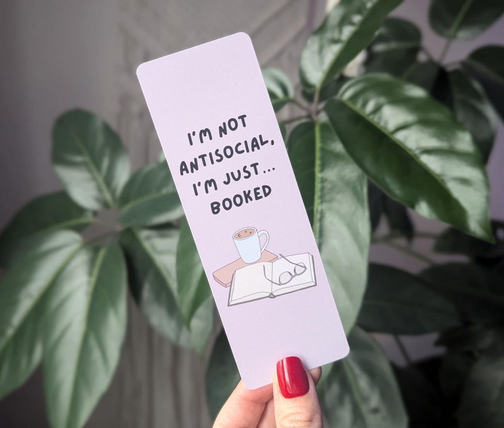 I'm not antisocial I'm just booked, funny bookmark, book gift for book lovers, introvert bookmark, booktrovert, bookish, coffee and books