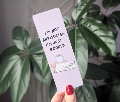 I'm not antisocial I'm just booked, funny bookmark, book gift for book lovers, introvert bookmark, booktrovert, bookish, coffee and books