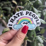 I Hate People Rainbow Vinyl Sticker