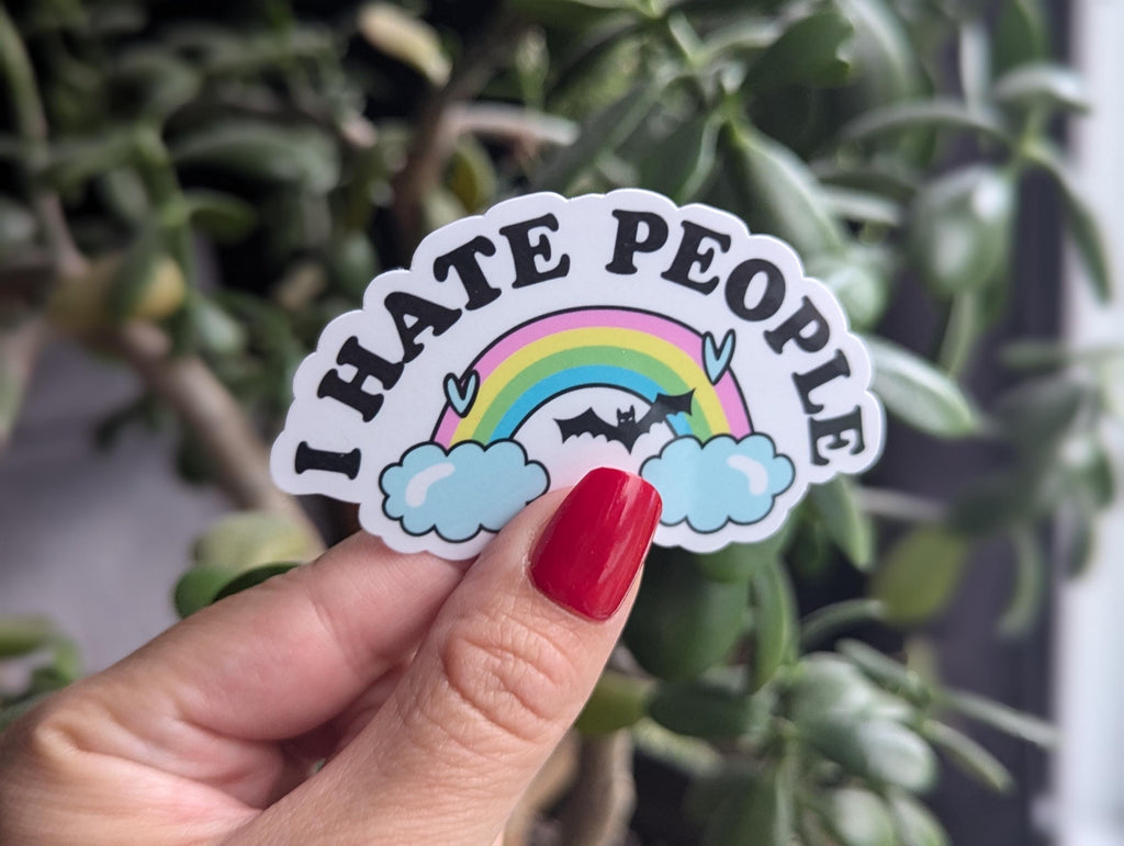 I Hate People Rainbow Vinyl Sticker