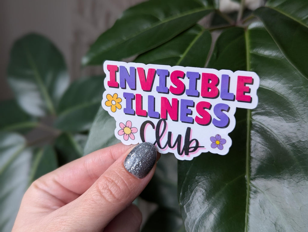 Invisible illness club sticker, chronic disease, disability awareness stickers, spoonie stickers for water bottle, mental health stickers