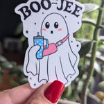 Boo-Jee, cute ghost stickers for water bottle, chic gifts for women, Halloween stickers for kindle, trendy stickers for her, small gift for