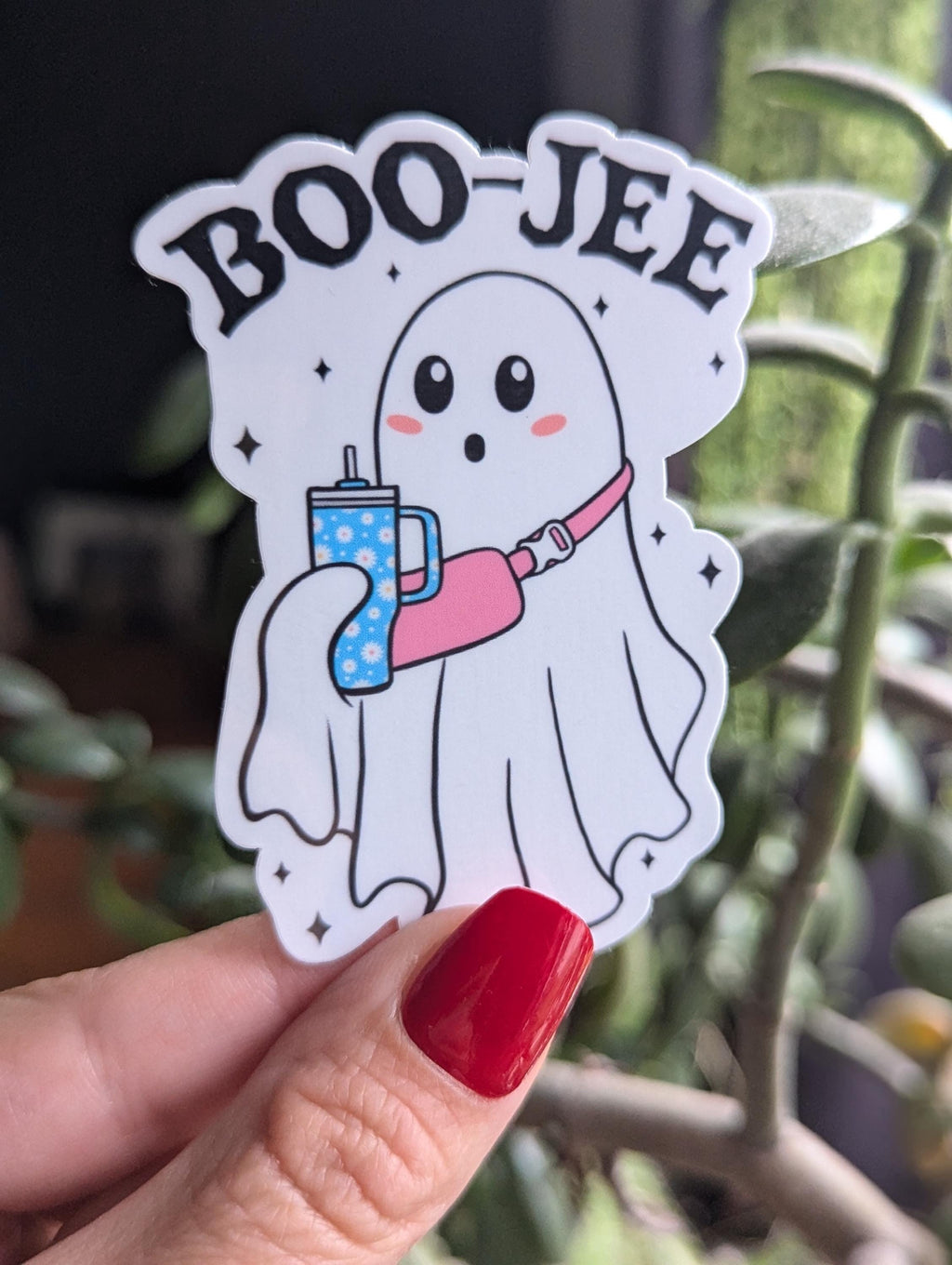 Boo-Jee, cute ghost stickers for water bottle, chic gifts for women, Halloween stickers for kindle, trendy stickers for her, small gift for