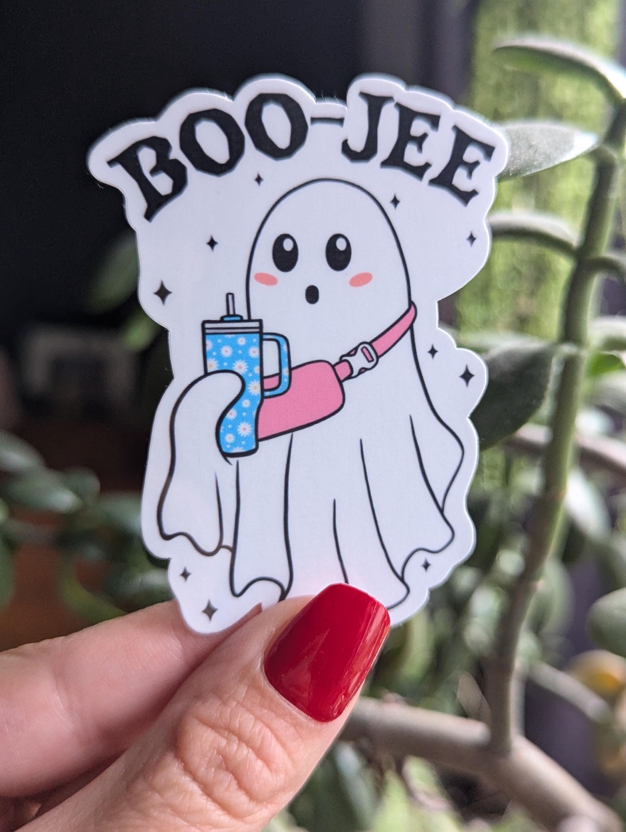 Boo-Jee, cute ghost stickers for water bottle, chic gifts for women, Halloween stickers for kindle, trendy stickers for her, small gift for