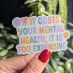 Self care sticker for hydroflask mental health, positive vibes stickers for water bottle, motivational gifts for coworkers, book lovers gift