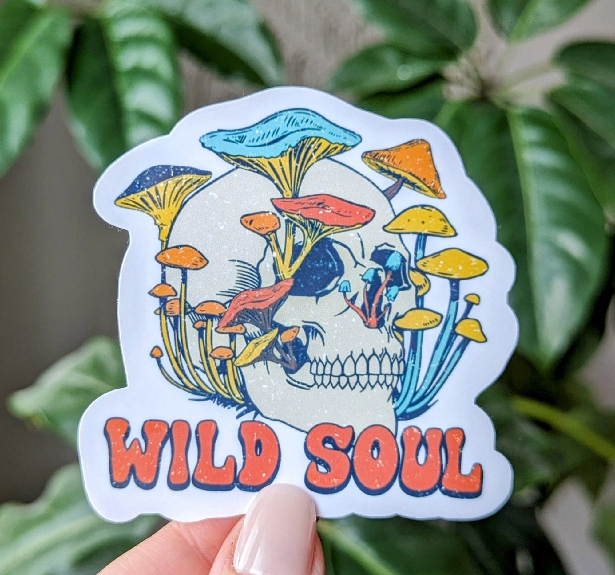 Hippie stickers for tumblers, mushroom lover gift for women, trippy stickers for phone case, skull stickers for laptop, nature lover gift