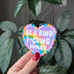 Be a kind f*cking human, be kind stickers for kindle, motivational quotes stickers, rainbow gifts for women, book gift for book lovers, cute