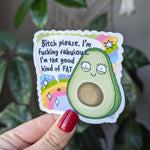 Body positive stickers for water bottle, self love gifts for her, avocado stickers for hydroflask funny, motivational stickers for women