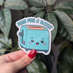 Toaster bath sticker for planner, dark humor stickers for laptop, funny adult gifts, mental health stickers for water bottle, humor stickers