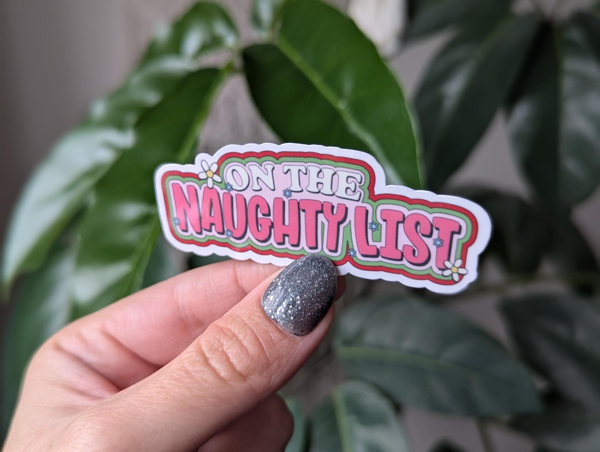 On the naughty list sticker, funny Christmas stickers, Santa list, holiday stickers for laptop, bookish stickers for kindle, stocking gifts