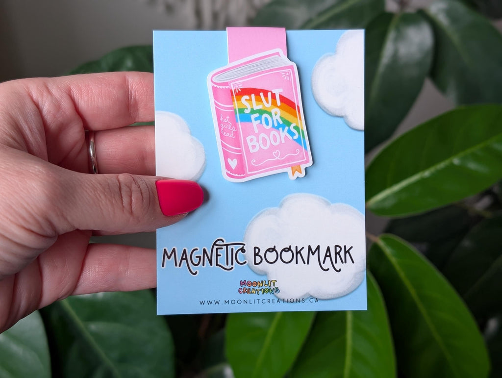 Slut for Books Magnetic Bookmark, Rainbow Page Marker