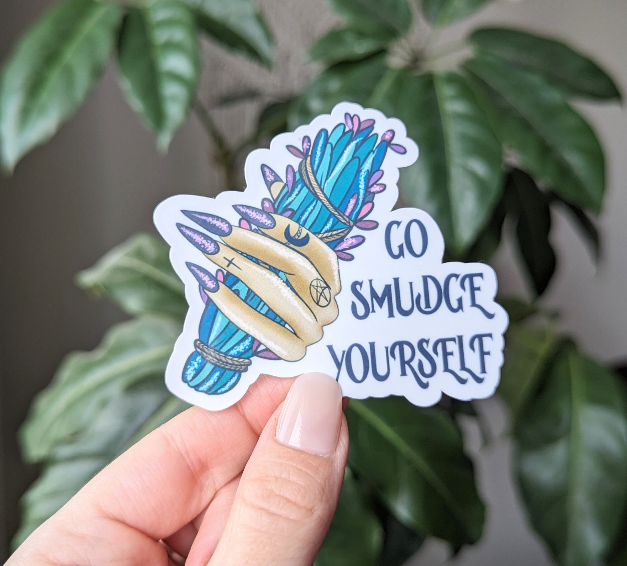 Go smudge yourself, witchy stickers for laptop aesthetic, snarky stickers for water bottle, tumbler accessories, celestial gifts for women
