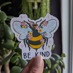 Be kind sticker for laptop, bee stickers for hydroflask, insect gifts for bug lovers, motivational stickers for kindle, cute stickers for he