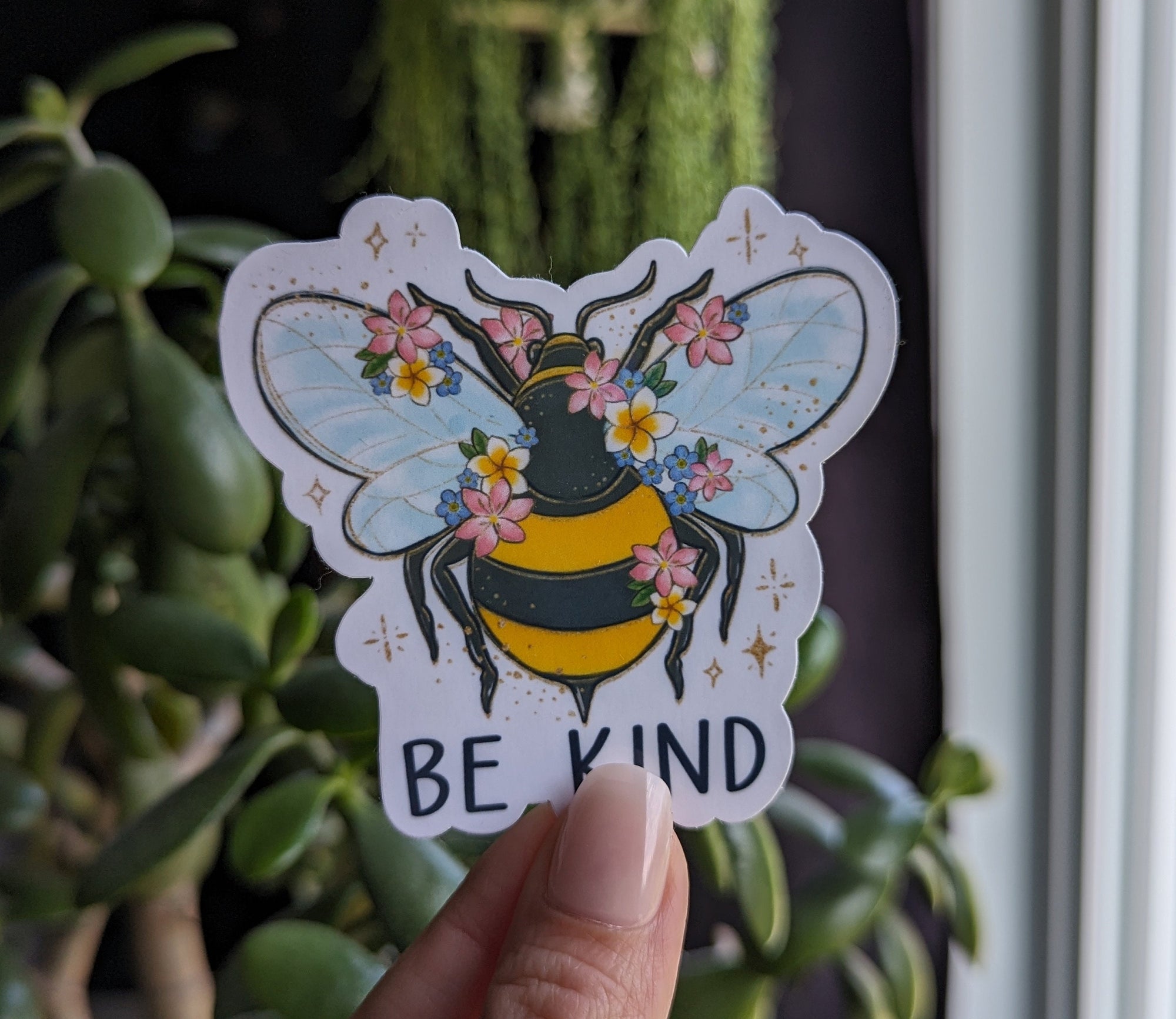 Be kind sticker for laptop, bee stickers for hydroflask, insect gifts for bug lovers, motivational stickers for kindle, cute stickers for he