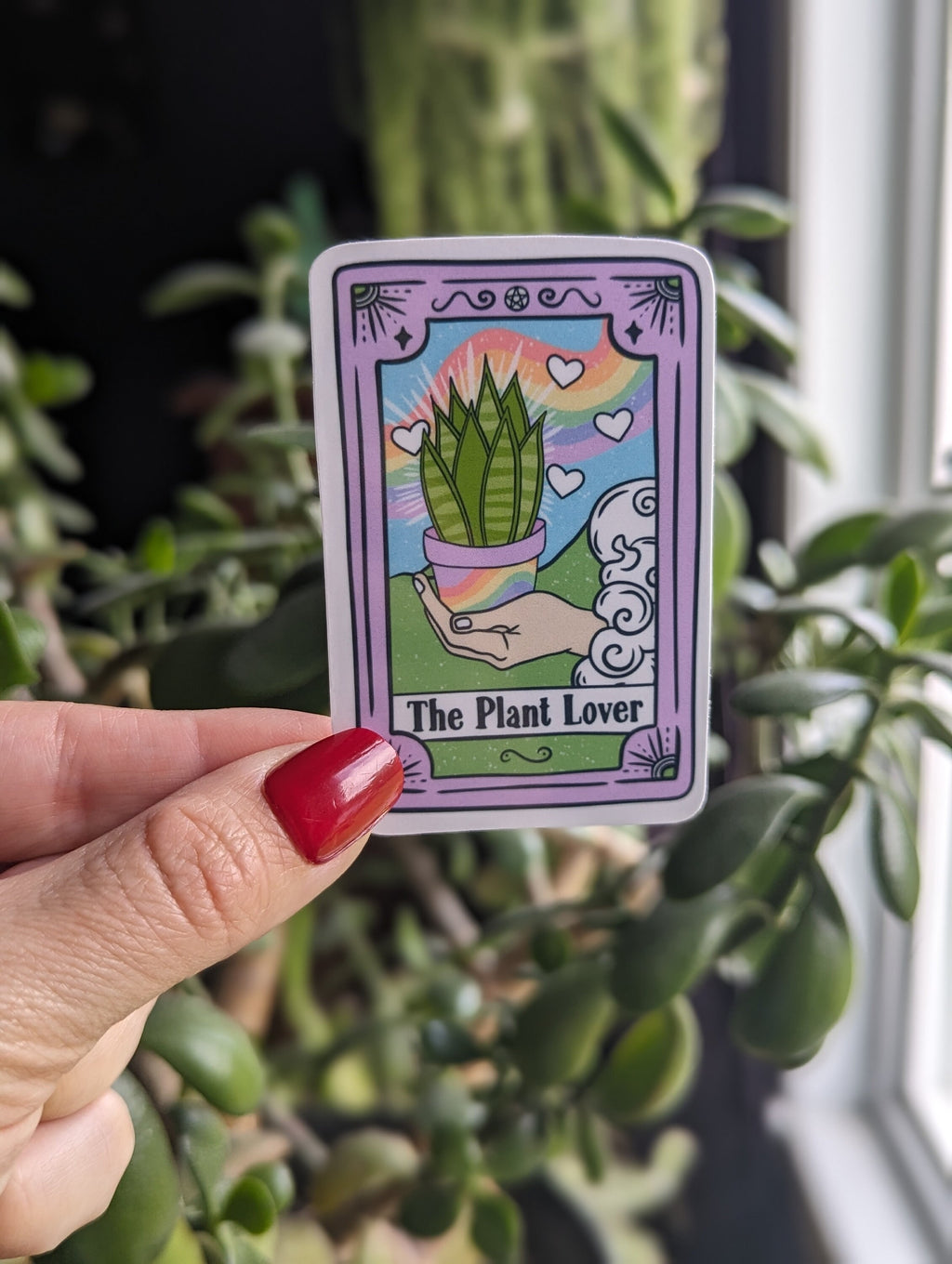 the plant lover tarot card, funny sticker for phone case, cute gift for plant lover, witchy gifts for women, witchcraft stickers for kindle