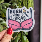 Burn your bras, feminist stickers for water bottle, female stickers for tumblers, breast stickers for hydroflask, funny stickers adult