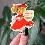 I’m Just a Girl, Fuck Off – Vintage Valentine Sticker
