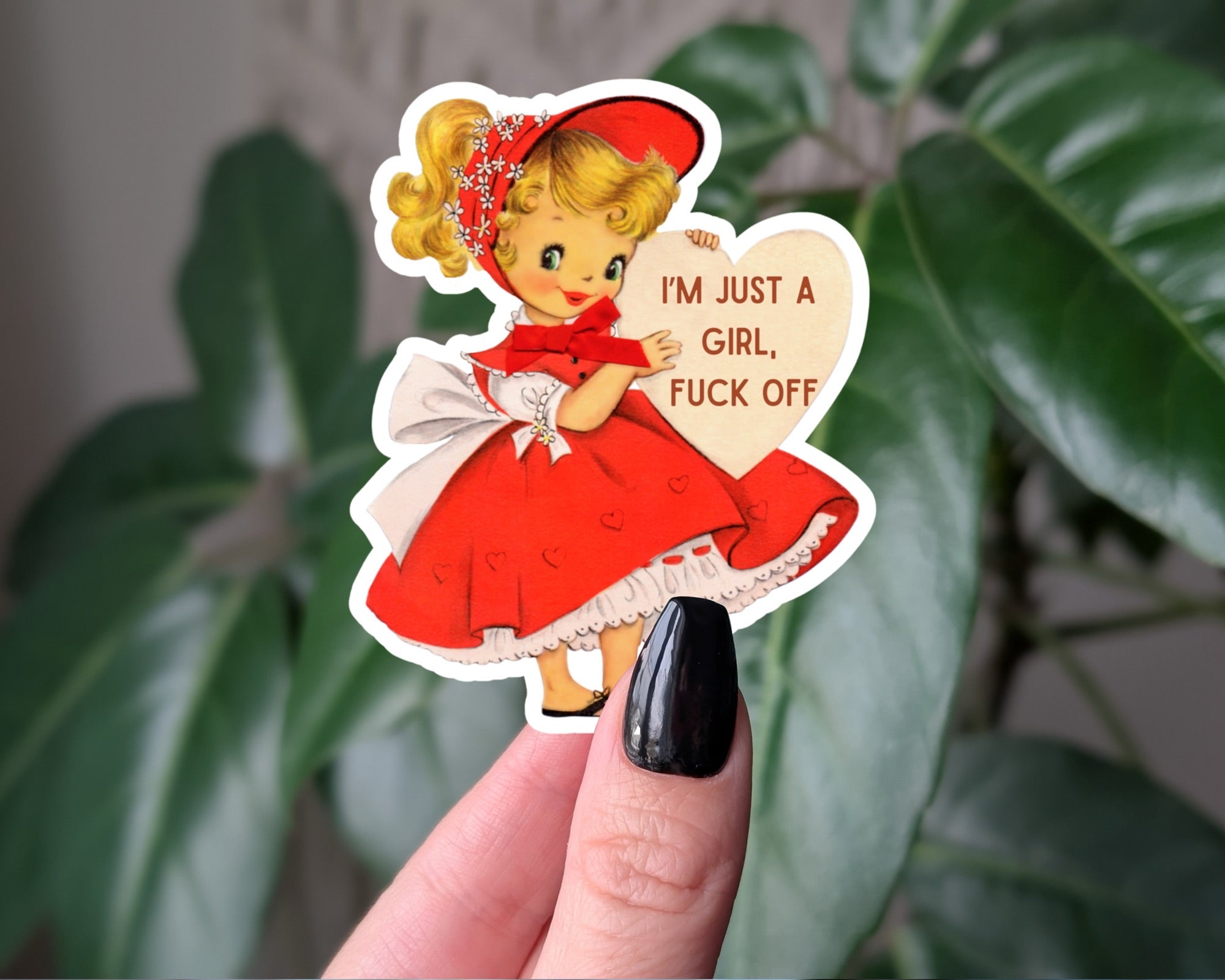 I’m Just a Girl, Fuck Off – Vintage Valentine Sticker