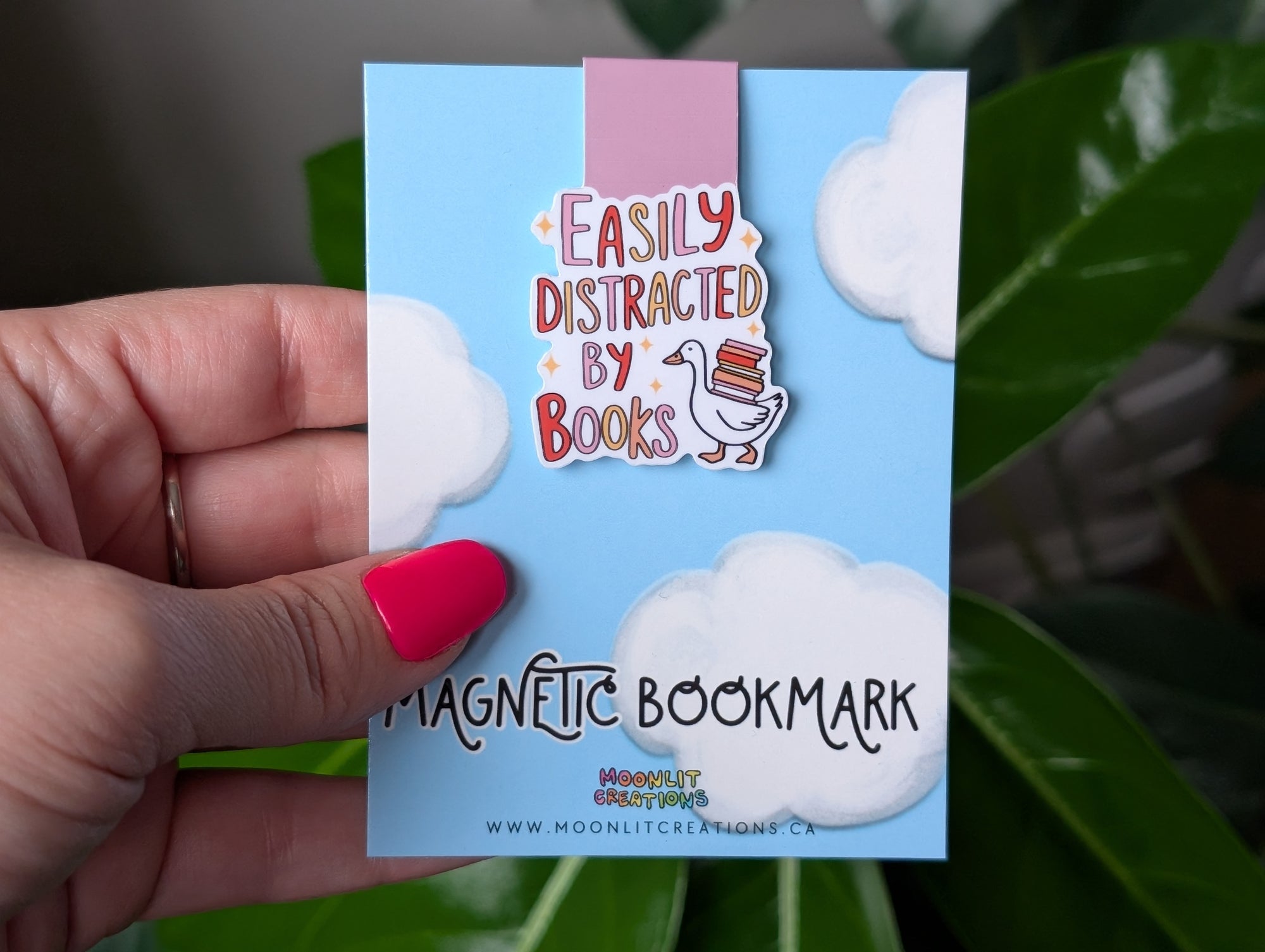 Easily Distracted by Books Bookmark – Funny Goose Magnetic Page Marker