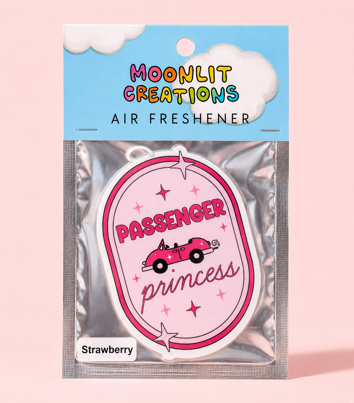 Passenger Princess Car Air Freshener - Cute Pink Car Freshener - Strawberry Scent