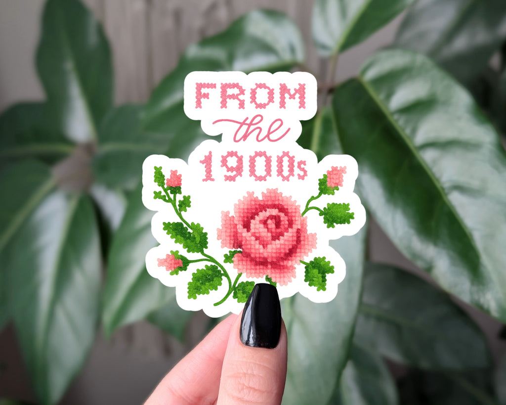 From the 1900s Cross Stitch Rose Sticker