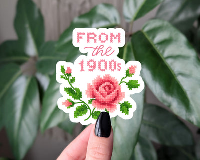From the 1900s Cross Stitch Rose Sticker