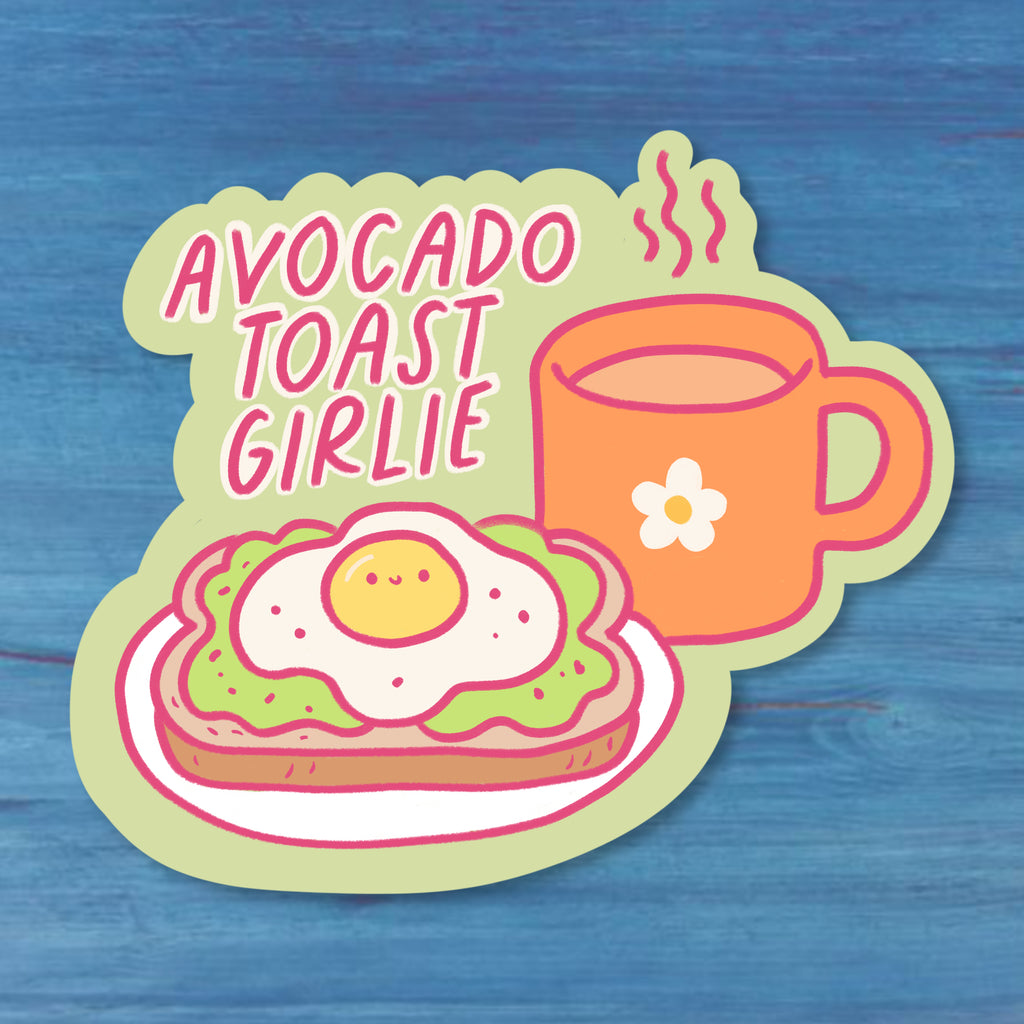 Avocado Toast Girlie Sticker | Cute Breakfast Coffee Aesthetic Decal