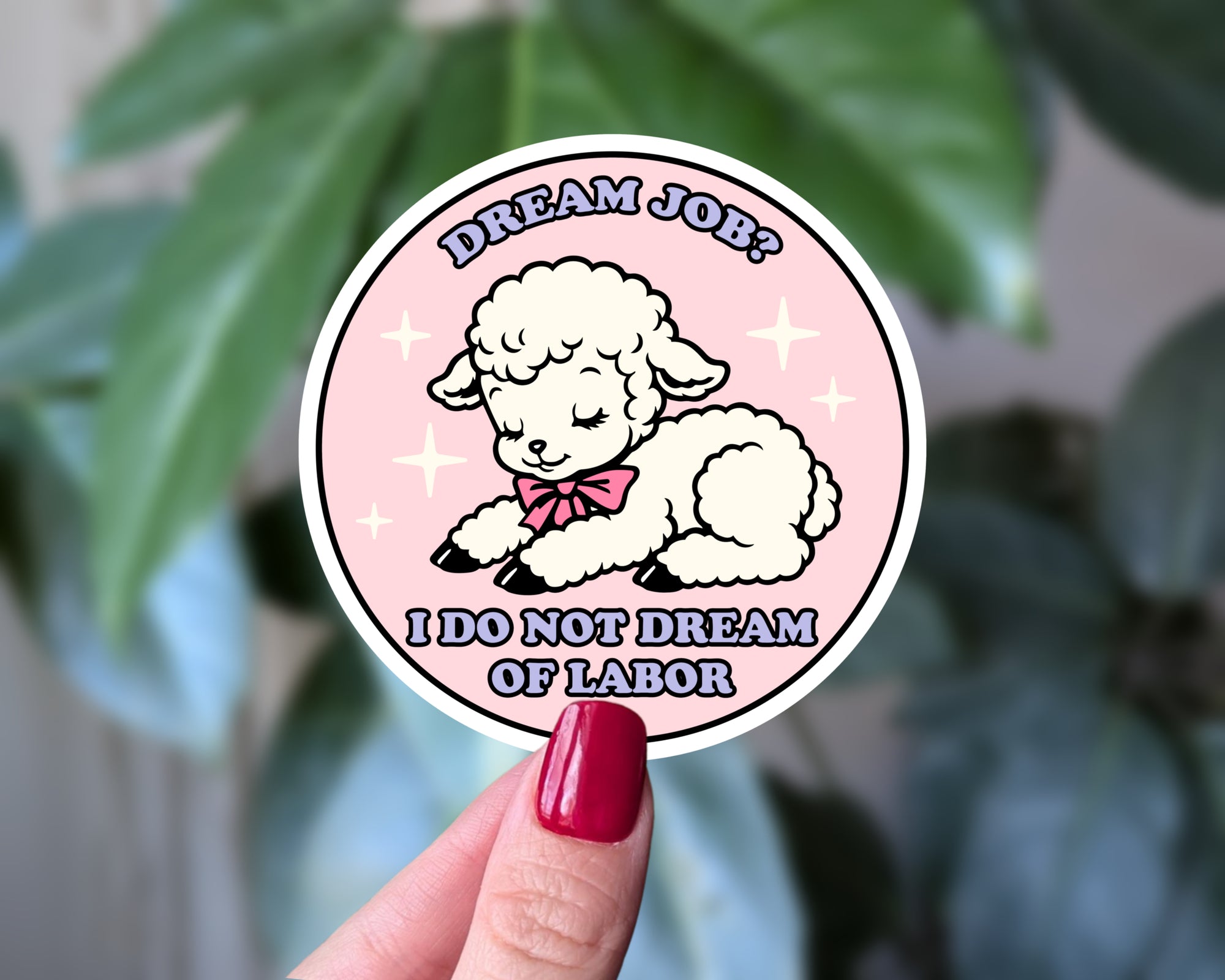 Dream Job Sticker | Cute Retro Sheep Anti-Work Humor