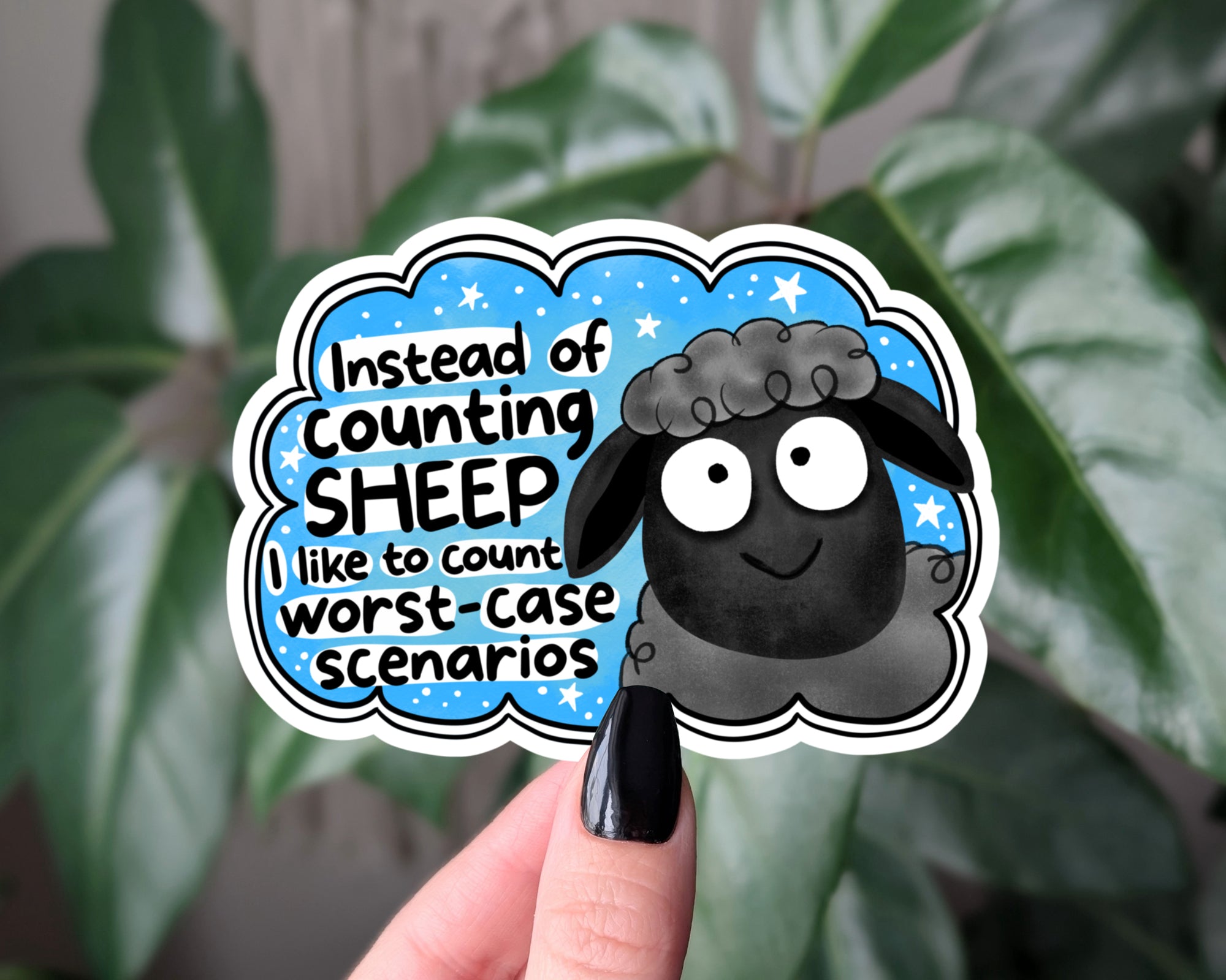 Instead of Counting Sheep I Count Worst Case Scenarios Funny Vinyl Sticker