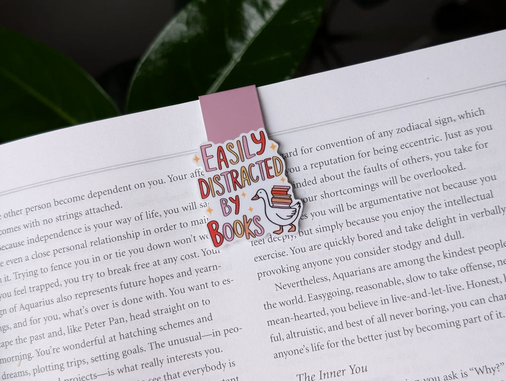 Easily Distracted by Books Bookmark – Funny Goose Magnetic Page Marker