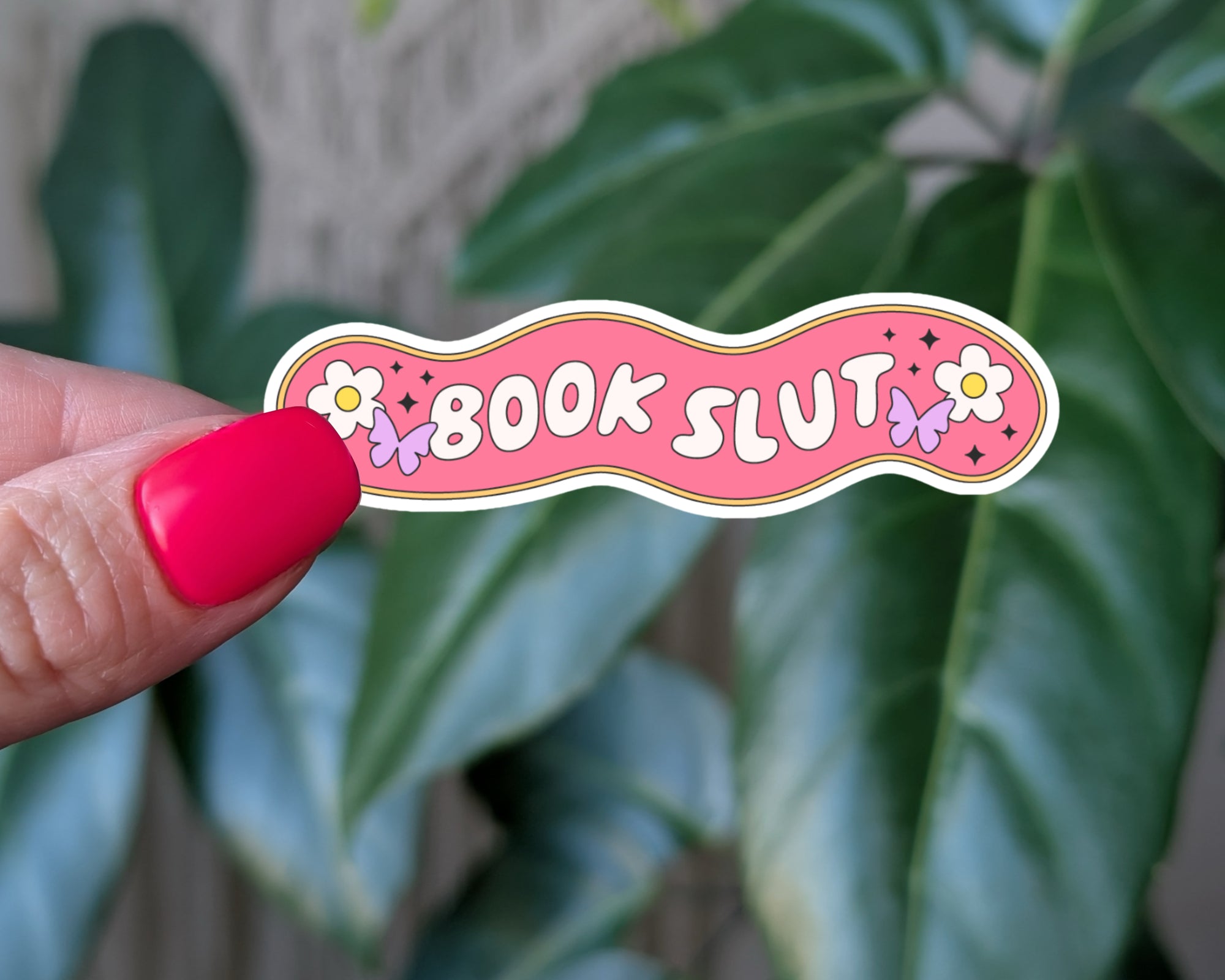 Book Slut – Pink Floral Butterfly Reading Sticker for Book Lovers